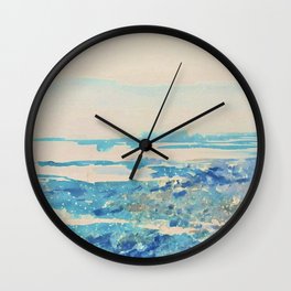 Water Greeting Subdued Watercolor Wall Clock | Watercolor, Fog, Sea, Tidal, Painting, Coastal, Sparkling, Brown, Blue, Waves 