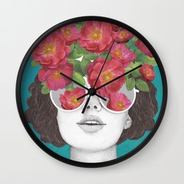 The optimist // rose tinted glasses Wall Clock