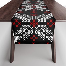 Embroidered cross-stitch seamless pattern with ethnic motifs Table Runner