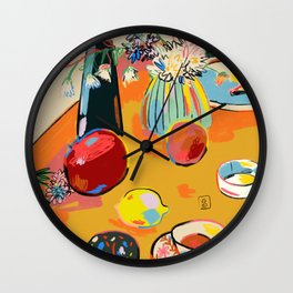 TEA AND FLOWERS AT HOME Wall Clock