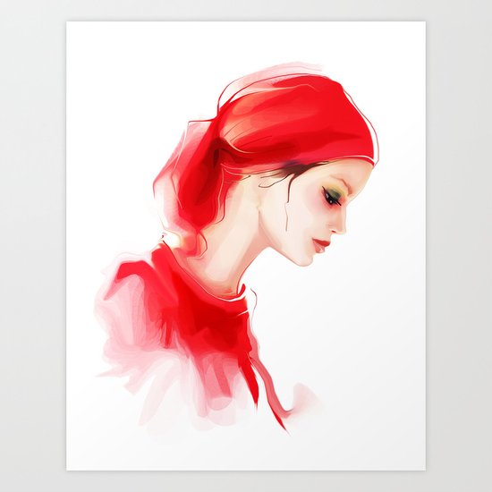 lady in red Art Print