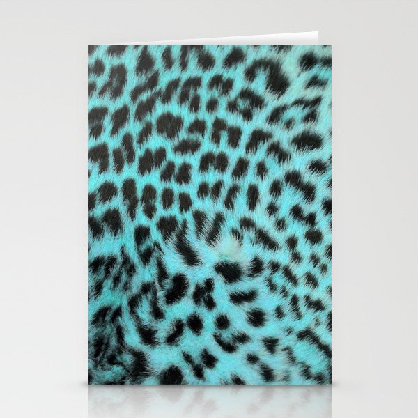 Turquoise leopard print Stationery Cards