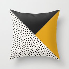 Dots and Colors - Mustard Charcoal Throw Pillow