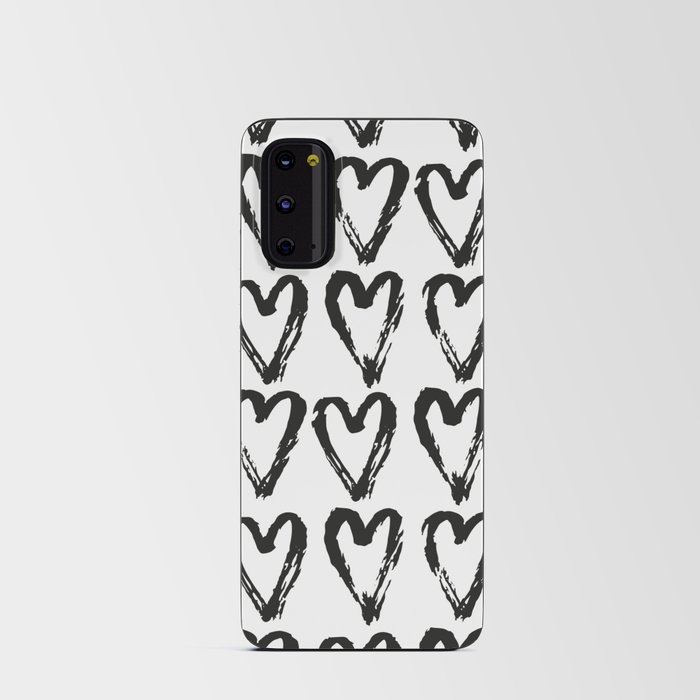 Black And And White Love Hearts Pattern Android Card Case