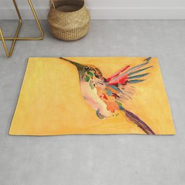  Hummingbird - Bird Painting - Flying Bird - Yellow - Elegant Colorful Tropical Bird  Area & Throw Rug