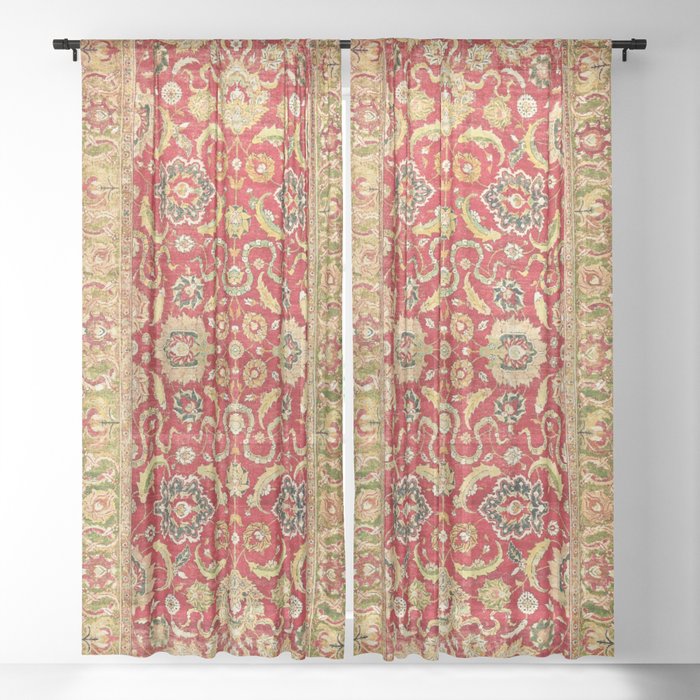 Isphahan Antique Central Persian Rug Print Sheer Curtain