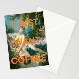I just want coffee- Mischievous Marie Antoinette  Stationery Cards