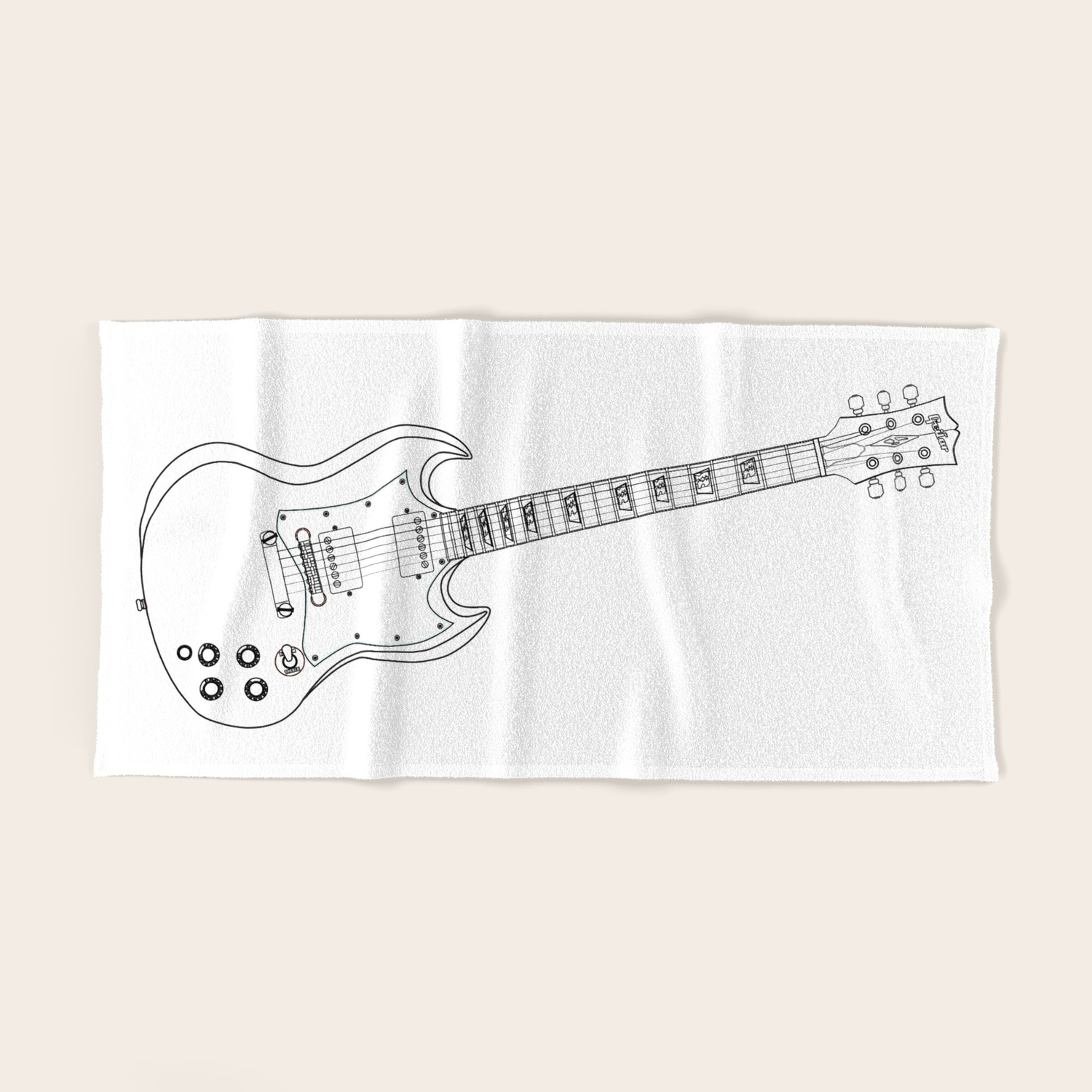 Solid Guitar Line Drawing Hand Bath Towel By Homestead Society6