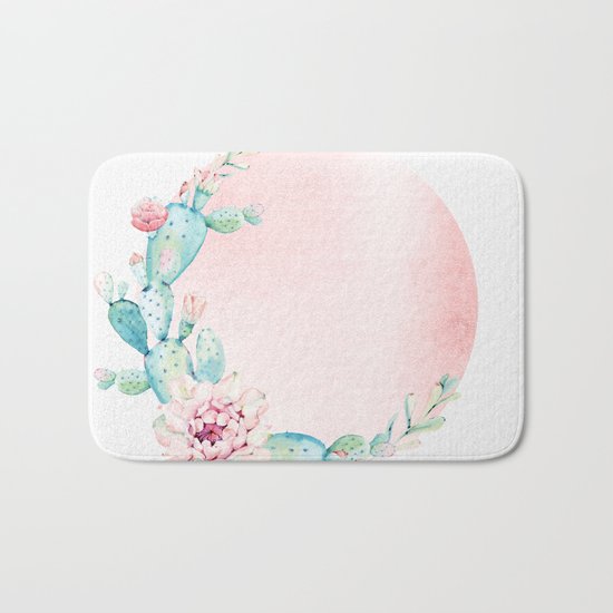 Desert Rose Gold Cactus Sun Bath Mat