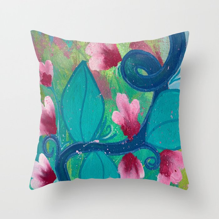 Pretty Flowers on a Fat Vine Throw Pillow