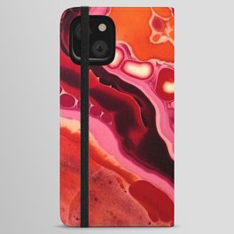 Orange and pink fluid abstract painting iPhone Wallet Case
