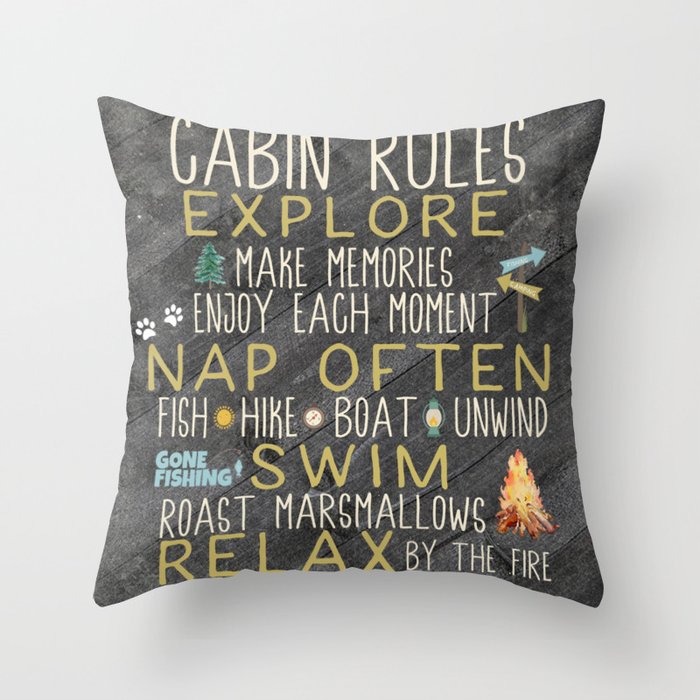 Cabin Rules | Home Decor | Cabin Decor Ideas | Cabin Decor Throw Pillow