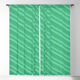 [ Thumbnail: Aquamarine and Sea Green Colored Lined/Striped Pattern Blackout Curtain ]