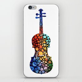 Colorful Mosaic Music Art - Violin by Sharon Cummings iPhone Skin
