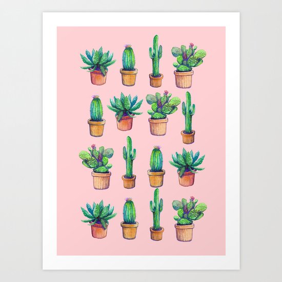 Cactus pink original version Art Print
