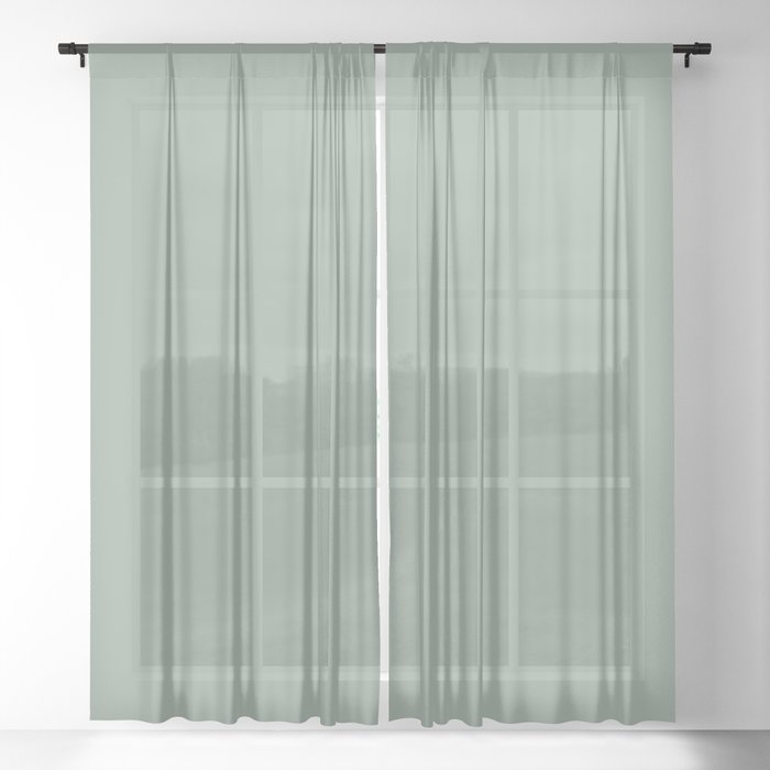 White Sage Solid Color  Sheer Curtain