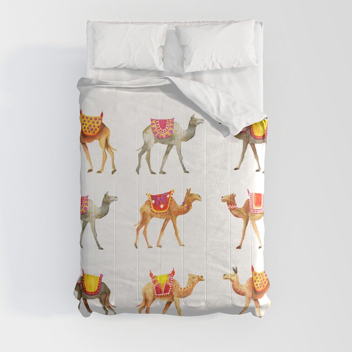 Cute watercolor camels Comforter