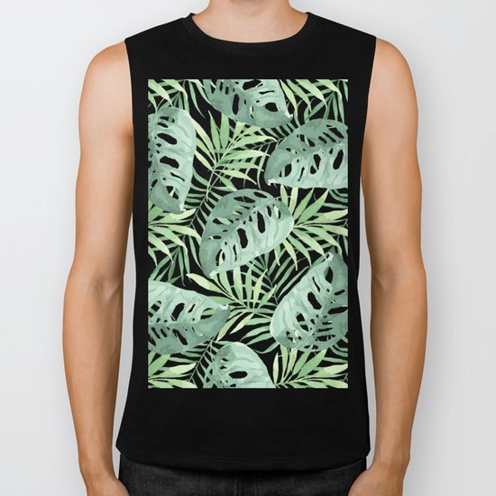 Tropical Branches Pattern 03 Biker Tank