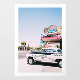 Historic Route 66 Diner in Kingman, Arizona - Old Police Car - United States Travel Photo Art Print