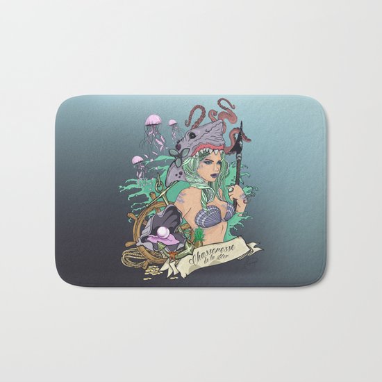 Huntress of the Sea Bath Mat