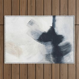 Storm grey blue abstract acrylic art Outdoor Rug