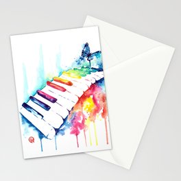 Rainbow Piano Watercolor Painting By Lisa Whitehouse Stationery Card
