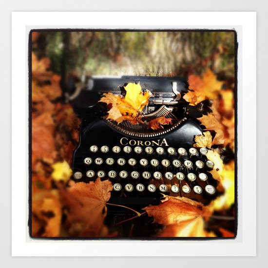 Typewriter in Autumn Art Print