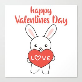 Bunny For Valentine's Day Cute Animals With Hearts Canvas Print