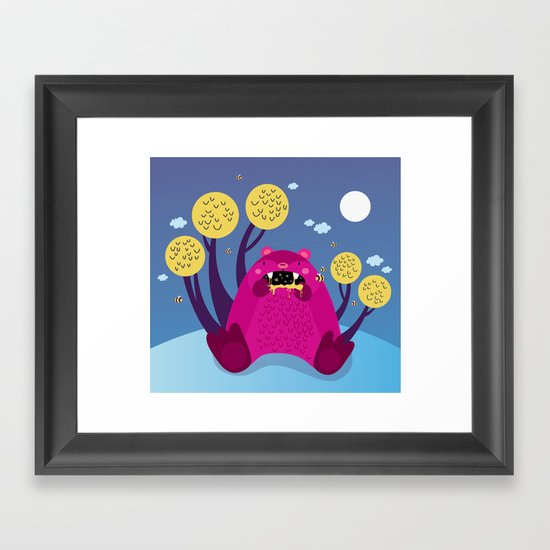 The bear and the bees Framed Art Print
