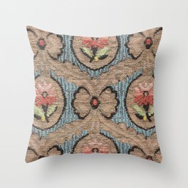 Antique Blue and Pink French Floral  Throw Pillow