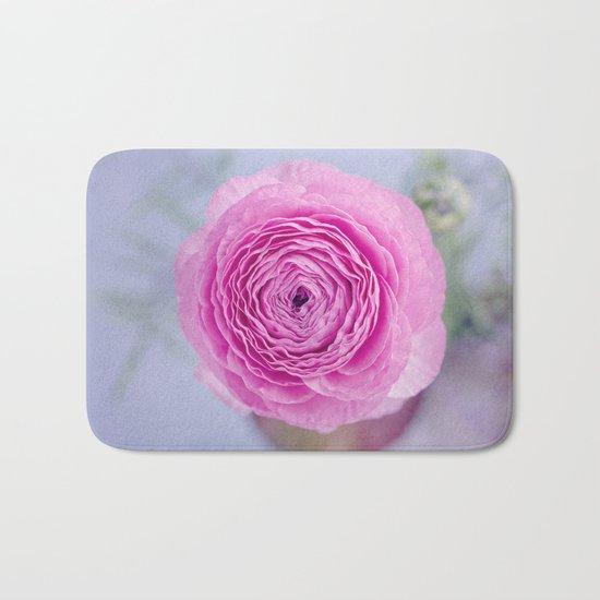 pink ranunculus Bath Mat
