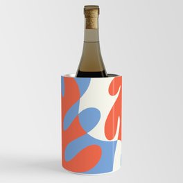Abstract Matisse Organic Leaves Shapes \\ Orange & Denim Blue Wine Chiller