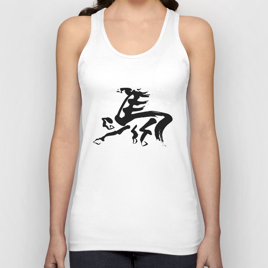 Zen brush horse black and white Unisex Tank Top