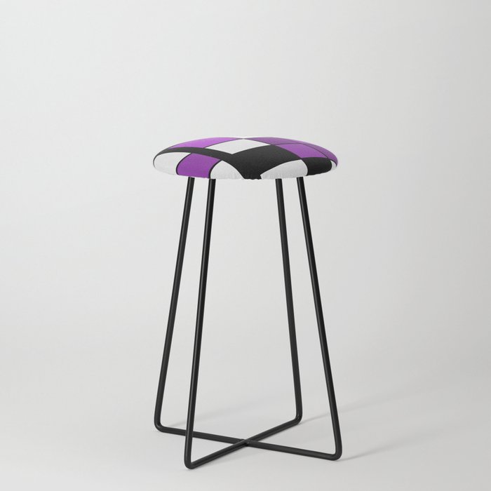 De Stijl Style Geometrical Art Purple Counter Stool