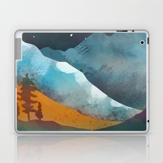 An otline of the snowy mountainside under the starlight Laptop & iPad Skin