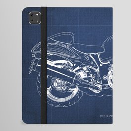 2012 Suzuki Hayabusa Blueprint, Blue Background iPad Folio Case