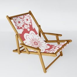 Retro Modern Butterflies And Flowers Silhouette Bandana Red Sling Chair