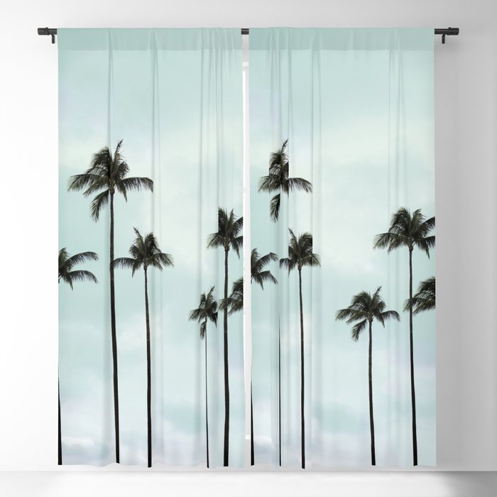 Palm Tree Landscape Photography Sunset Clouds Blue Sky Minimalism Blackout Curtain By Wildhood