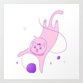 Funny Cat is Playing in Space Art Print