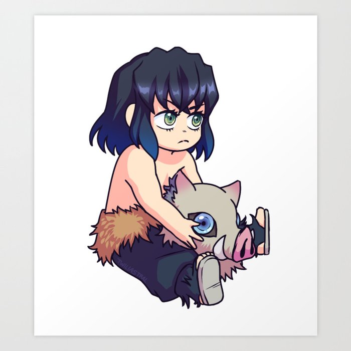 cute Inosuke - Demon Slayer - Sticker | TeePublic