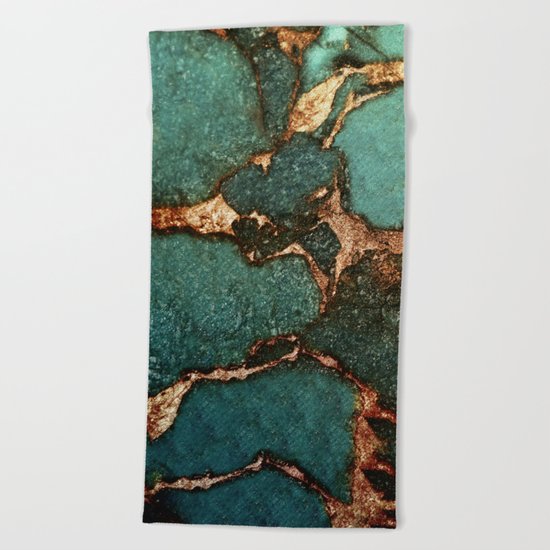 EMERALD AND GOLD Beach Towel