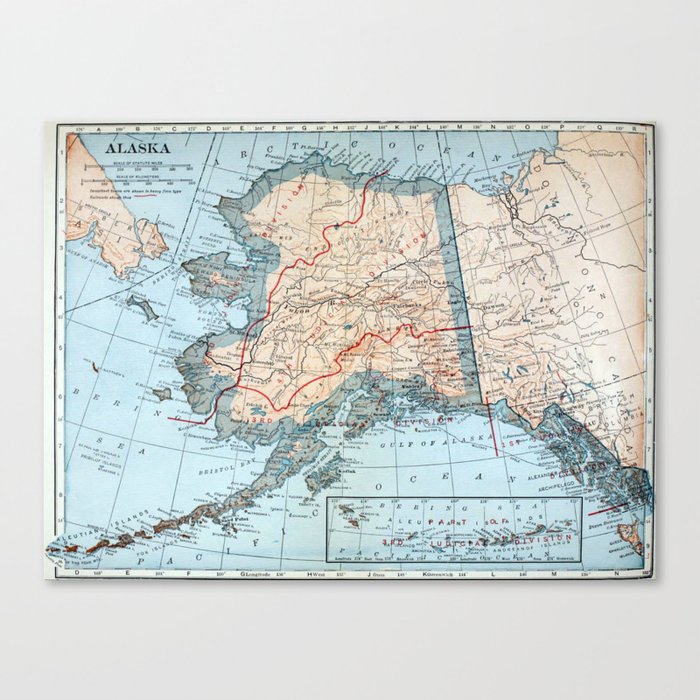 Vintage Map of Alaska (1921) Canvas Print