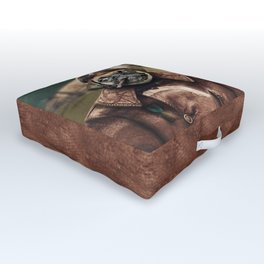 Pete the Pilot Pug Outdoor Floor Cushion | Classic, Apparel, Antique, Funny, Collage, Aviation, Dog, Digital, Airplane, Vintage 