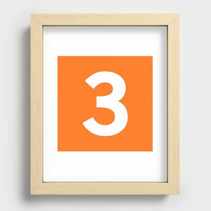 Number 3 (White & Orange) Recessed Framed Print