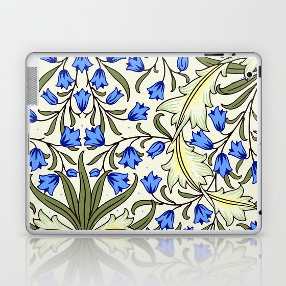  Modern William Morris Blue Floral Leaves Pattern  Laptop & iPad Skin