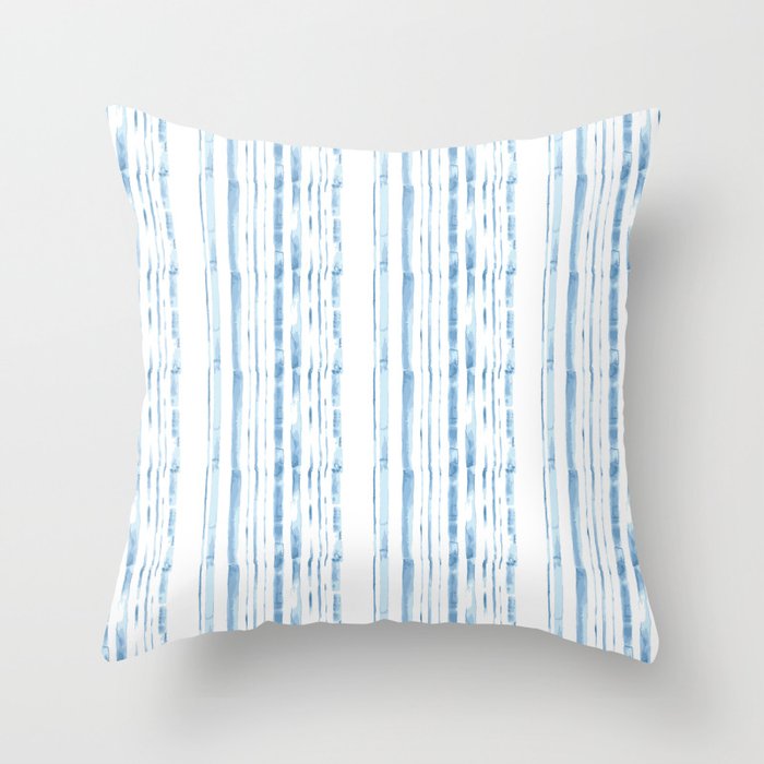 Blue watercolor stripe Throw Pillow