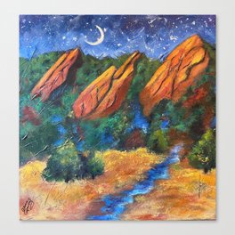 Boulder's Flatirons by Moonlight Canvas Print