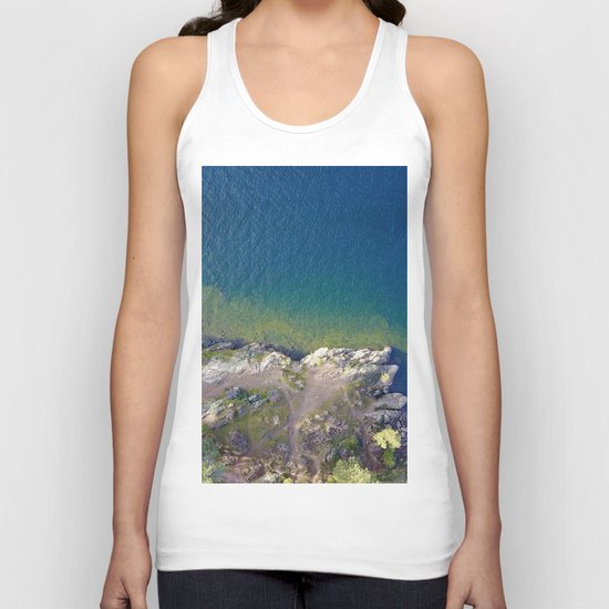 ocean rock green blue Unisex Tank Top