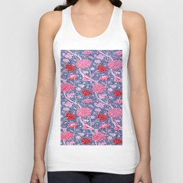 William Morris (British, 1834-1896) - Title: Cray (Red Pink/Light Navy Blue variant) - Date: 1884 - Style: Arts and Crafts movement - Genre: Floral pattern, Scrolling Foliage - Digitally Enhanced Version (2000 dpi) - Unisex Tank Top