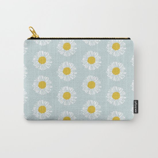 Daisy pattern basic flowers floral blossom botanical print charlotte winter Carry-All Pouch